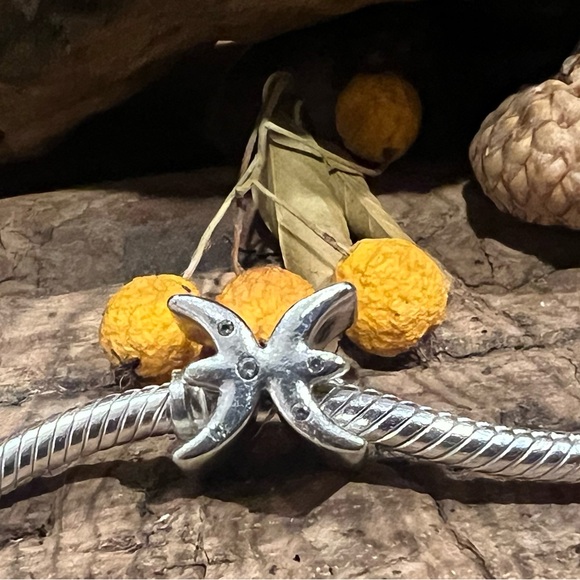 Authentic Pandora Charm Sparkling Pisces Zodiac Sign Bead Silver Clear Zirconias - Picture 1 of 6